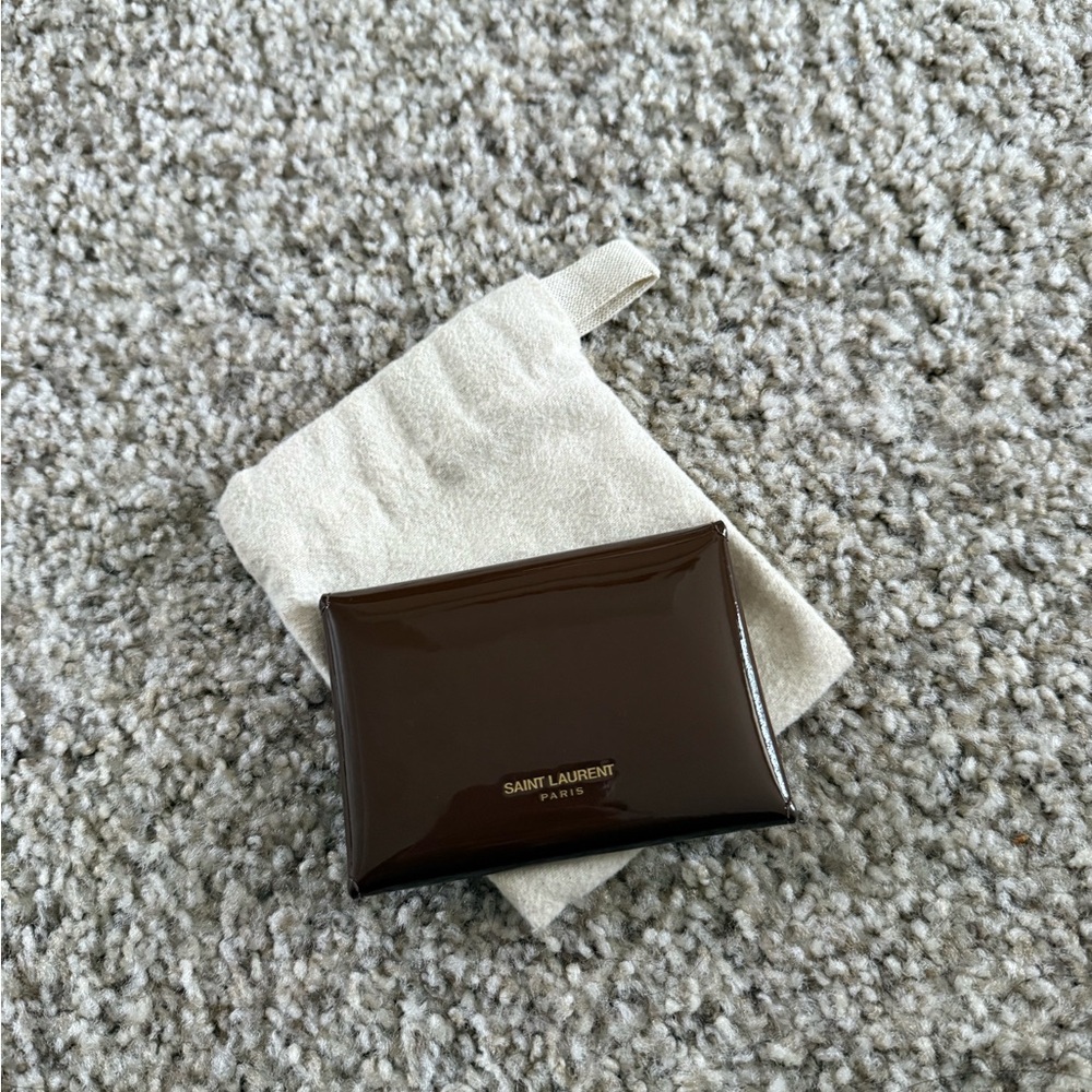 Saint Laurent Patent Shinny Brown Card Holder - Picture 3 of 6